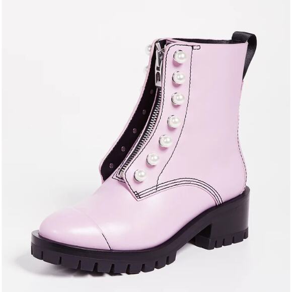 3.1 PHILLIP LIM Hayett Pearl Lug Sole Combat Boots Lavender Pink Sz 38.5 $795
